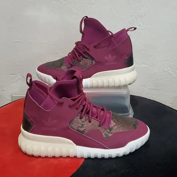 Adidas Tubular X Magenta Snakeskin Sneakers Size 8.5 Womens Or 6.5 Boys - Picture 2 of 16